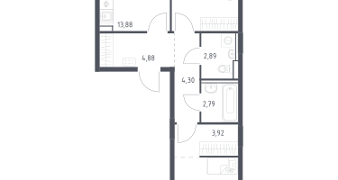 2-к. квартира, 57&nbsp;м²