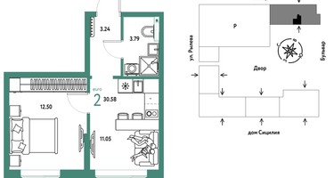 2-к. квартира, 30 м²