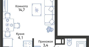 Студия, 28 м²