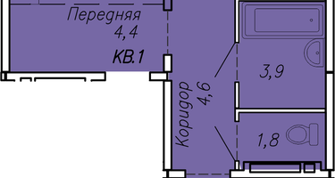 2-к. квартира, 60&nbsp;м²