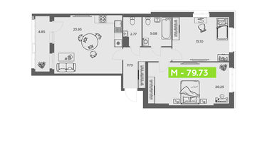 Студия, 79&nbsp;м²