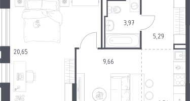 Студия, 46&nbsp;м²