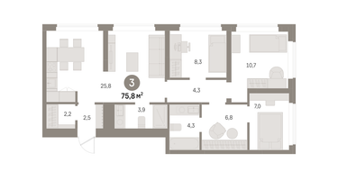 3-к. квартира, 75 м²