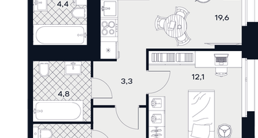2-к. квартира, 75 м²