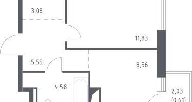 1-к. квартира, 33&nbsp;м²