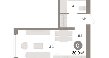 Студия, 30&nbsp;м²
