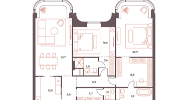 3-к. квартира, 131&nbsp;м²