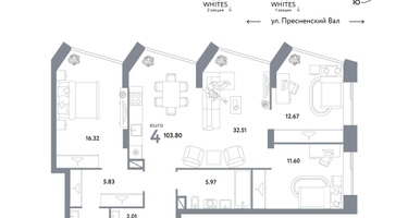4-к. квартира, 103&nbsp;м²