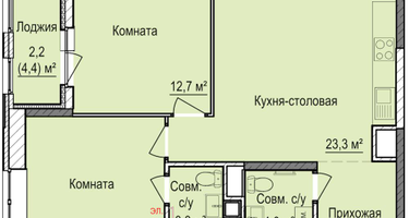 2-к. квартира, 63&nbsp;м²