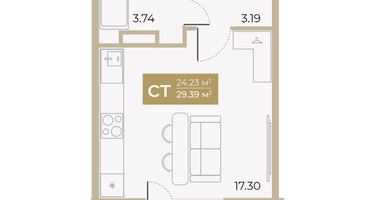 Студия, 24&nbsp;м²