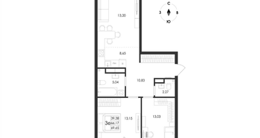 3-к. квартира, 69&nbsp;м²