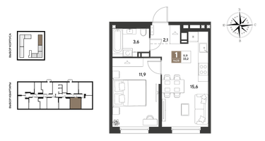 1-к. квартира, 33 м²