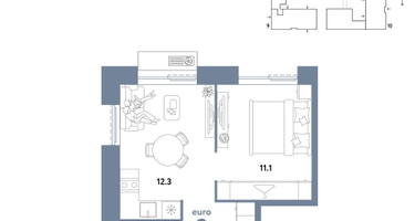 2-к. квартира, 33&nbsp;м²