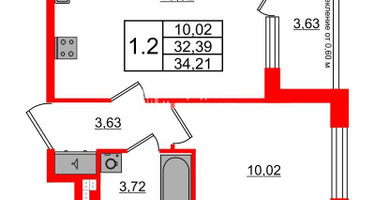 1-к. квартира, 32&nbsp;м²