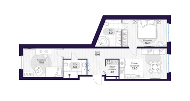2-к. квартира, 80&nbsp;м²
