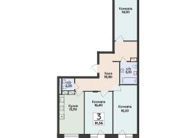 3-к. квартира, 91&nbsp;м²