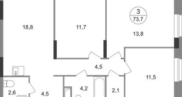 3-к. квартира, 73&nbsp;м²