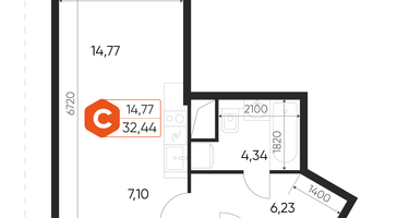 Студия, 32&nbsp;м²