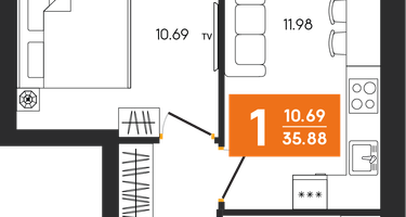 1-к. квартира, 35&nbsp;м²