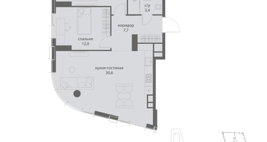 2-к. квартира, 77&nbsp;м²