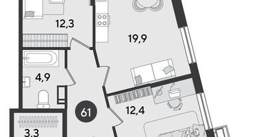 3-к. квартира, 89&nbsp;м²