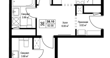3-к. квартира, 61&nbsp;м²