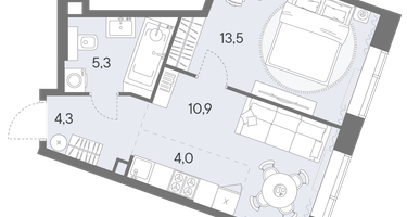 1-к. квартира, 39&nbsp;м²