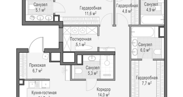 1-к. квартира, 179&nbsp;м²