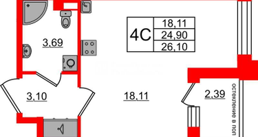 Студия, 24&nbsp;м²
