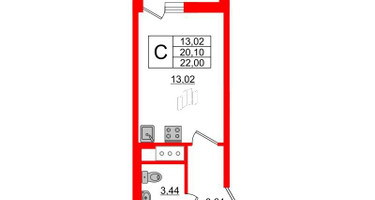 Студия, 22&nbsp;м²