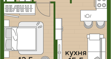 1-к. квартира, 35 м²