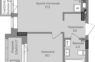 1-к. квартира, 40 м²