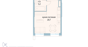 Студия, 28 м²