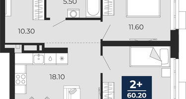 2-к. квартира, 60&nbsp;м²