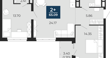 2-к. квартира, 65 м²