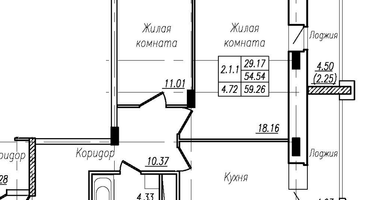 2-к. квартира, 59&nbsp;м²