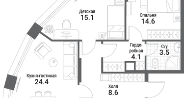 2-к. квартира, 75 м²