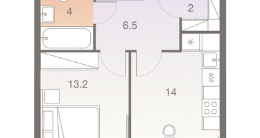 1-к. квартира, 39&nbsp;м²