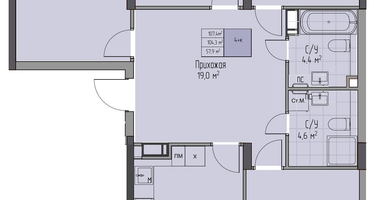 4-к. квартира, 107 м²