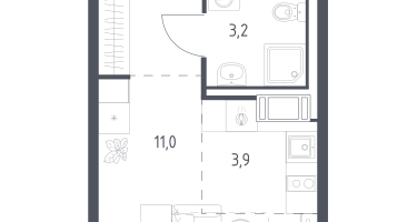 Студия, 21&nbsp;м²