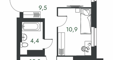 2-к. квартира, 57 м²
