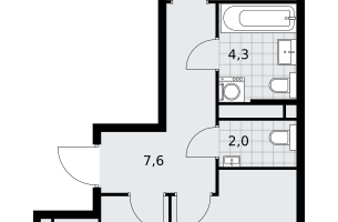 2-к. квартира, 50&nbsp;м²