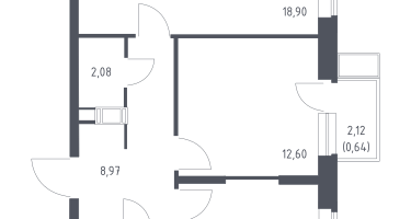 2-к. квартира, 57&nbsp;м²