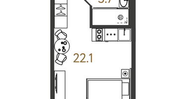 Студия, 25&nbsp;м²