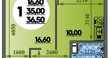 1-к. квартира, 36&nbsp;м²