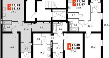 1-к. квартира, 57&nbsp;м²