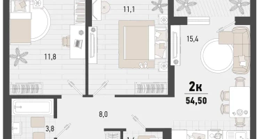 2-к. квартира, 51 м²