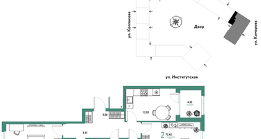 2-к. квартира, 70&nbsp;м²