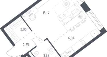 1-к. квартира, 31&nbsp;м²