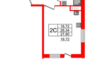 Студия, 26&nbsp;м²